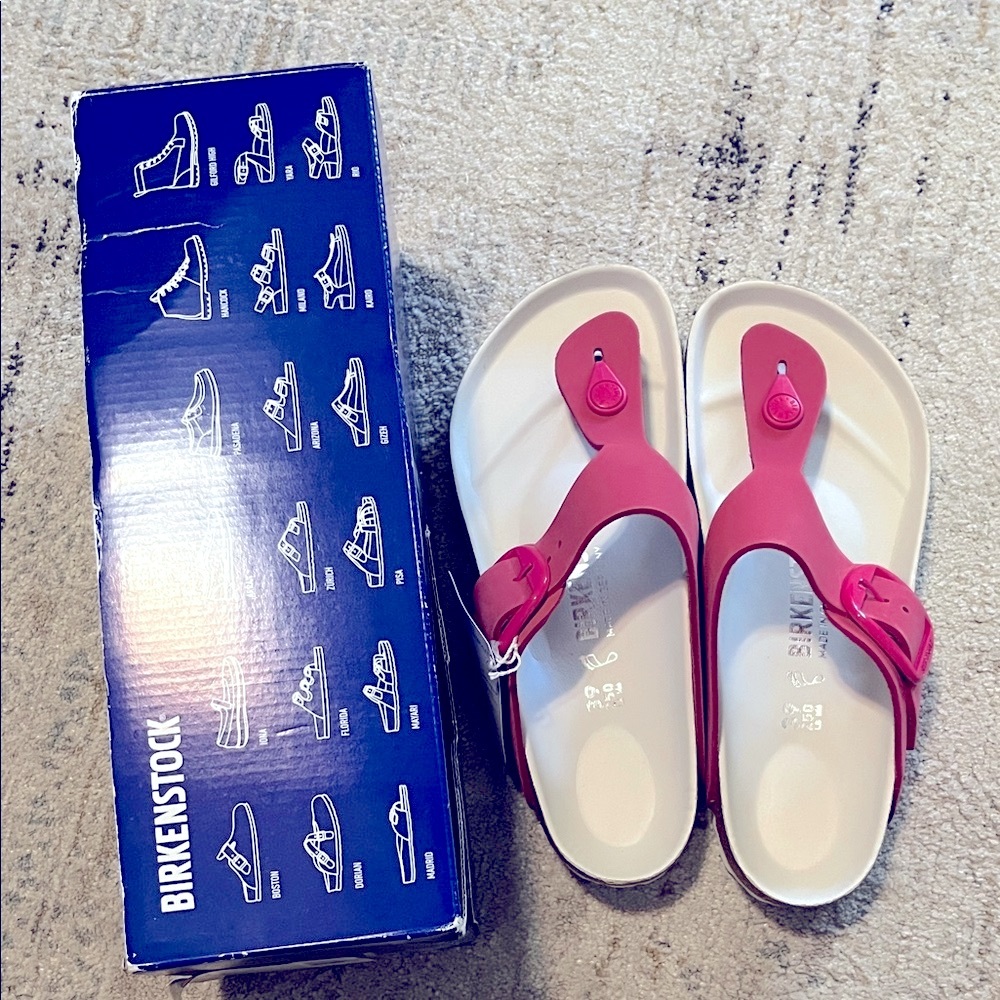 Birkenstock PinkThong Sandals with White Footbed - Picture 9 of 9